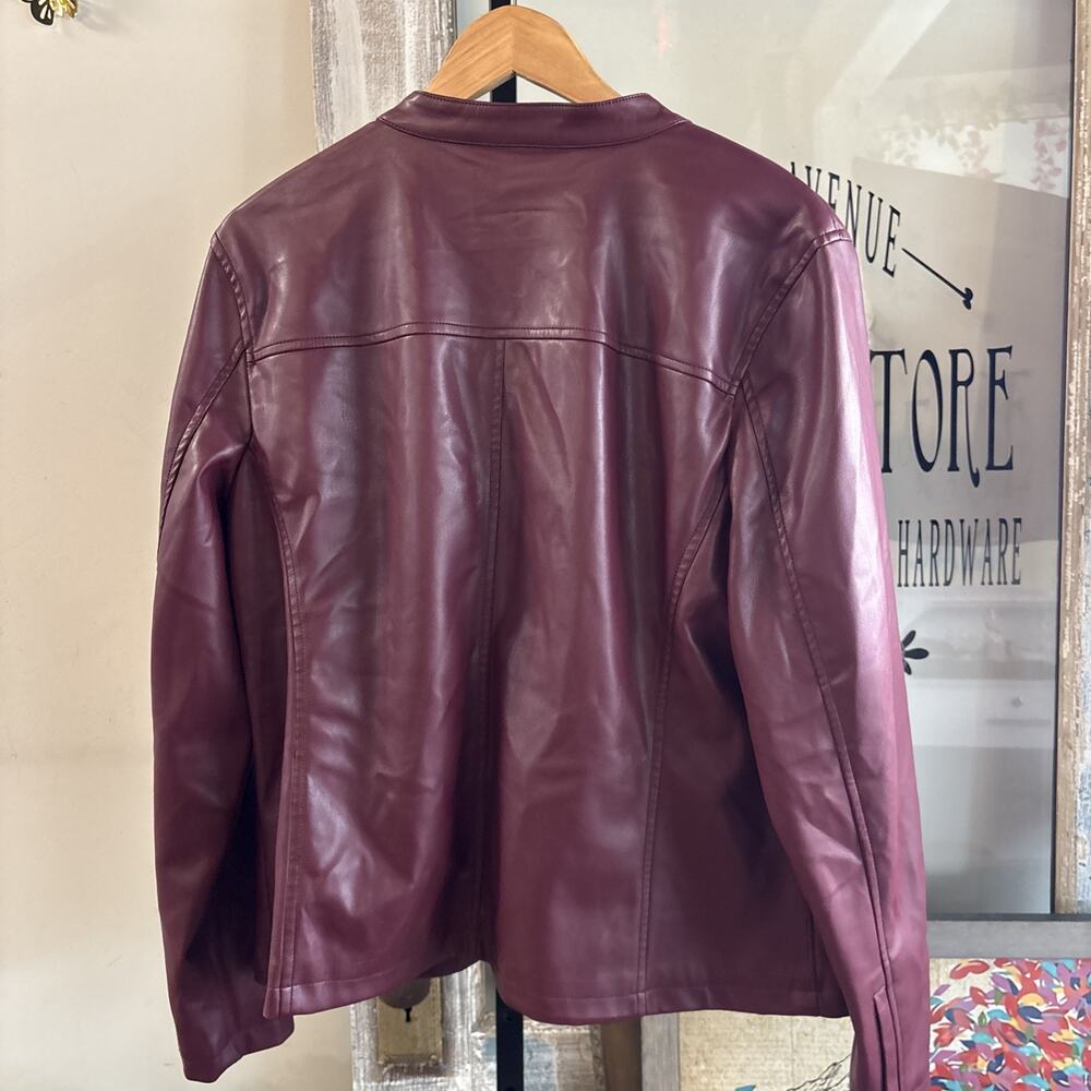 Maroon Philosophy Vegan Leather Jacket Size XL - Picture 12 of 14